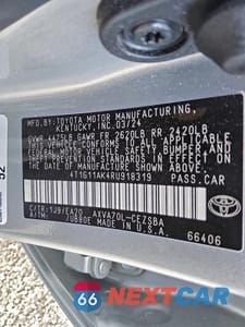Zdjęcie 13 z 13 samochodu: 2024 TOYOTA CAMRY SE VIN:4T1G11AK4RU918319 - miniatura