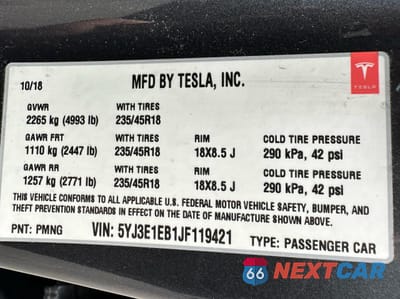 Zdjęcie 10 z 13 samochodu: 2018 TESLA MODEL 3 VIN:5YJ3E1EB1JF119421 - miniatura