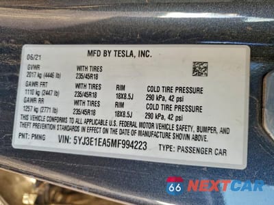 Zdjęcie 12 z 12 samochodu: 2021 TESLA MODEL 3 VIN:5YJ3E1EA5MF994223 - miniatura
