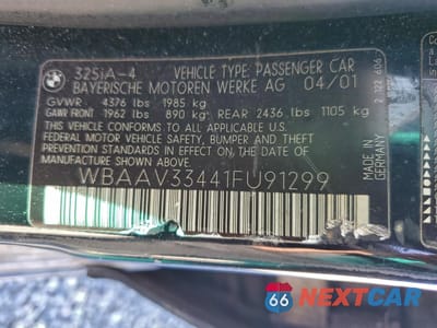 Zdjęcie 13 z 13 samochodu: 2001 BMW 325 I VIN:WBAAV33441FU91299 - miniatura