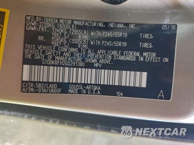 Zdjęcie 14 z 15 samochodu: 2016 TOYOTA HIGHLANDER LIMITED VIN:5TDDKRFH2GS291380 - miniatura