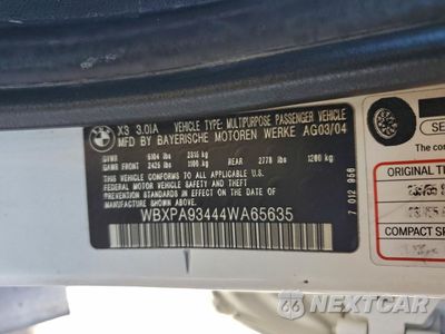 Zdjęcie 14 z 15 samochodu: 2004 BMW X3 3.0I VIN:WBXPA93444WA65635 - miniatura