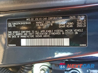 Zdjęcie 12 z 13 samochodu: 2019 VOLVO S60 T6 MOMENTUM VIN:7JRA22TK2KG016400 - miniatura