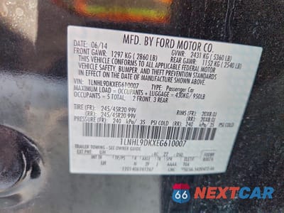 Zdjęcie 12 z 14 samochodu: 2014 LINCOLN MKS VIN:1LNHL9DKXEG610007 - miniatura