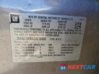 Zdjęcie 13 z 13 samochodu: 2012 GMC TERRAIN SLT VIN:2GKALWEKXC6210355 - miniatura
