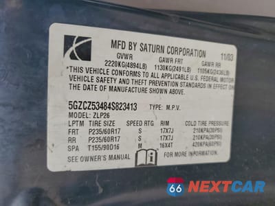 Zdjęcie 12 z 12 samochodu: 2004 SATURN VUE VIN:5GZCZ53484S823413 - miniatura