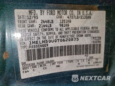 Zdjęcie 12 z 14 samochodu: 1996 MERCURY SABLE GS VIN:1MELM50U0TG620875 - miniatura