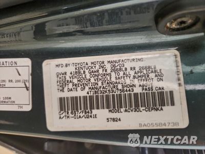 Zdjęcie 12 z 14 samochodu: 2003 TOYOTA CAMRY LE VIN:4T1BE32K53U756443 - miniatura
