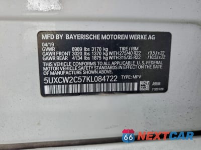 Zdjęcie 12 z 13 samochodu: 2019 BMW X7 XDRIVE40I VIN:5UXCW2C57KL084722 - miniatura