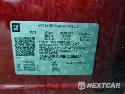 Zdjęcie 13 z 14 samochodu: 2019 CHEV TRAVERSE VIN:1GNERKKW8KJ195892 - miniatura