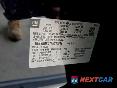 Zdjęcie 13 z 13 samochodu: 2015 CHEVROLET TAHOE K1500 LT VIN:1GNSKBKC7FR248649 - miniatura