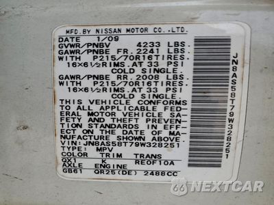 Zdjęcie 13 z 13 samochodu: 2009 NISSAN ROGUE S VIN:JN8AS58T79W328251 - miniatura