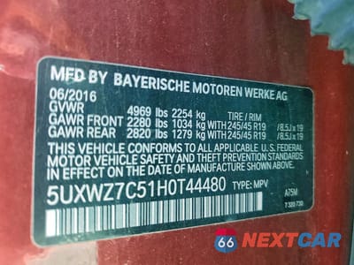 Zdjęcie 14 z 14 samochodu: 2017 BMW X3 SDRIVE28I VIN:5UXWZ7C51H0T44480 - miniatura