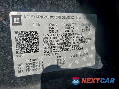 Zdjęcie 13 z 13 samochodu: 2019 CHEVROLET TRAX 1LT VIN:3GNCJLSB0KL278324 - miniatura