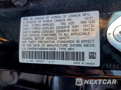 Zdjęcie 13 z 14 samochodu: 2021 HONDA CR-V EX VIN:2HKRW1H56MH416428 - miniatura
