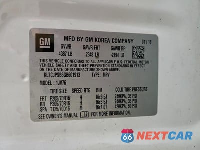 Zdjęcie 13 z 13 samochodu: 2016 CHEVROLET TRAX 1LT VIN:KL7CJPSB6GB601913 - miniatura