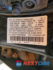 Zdjęcie 12 z 12 samochodu: 2016 HONDA CIVIC EX VIN:2HGFC1F36GH650905 - miniatura