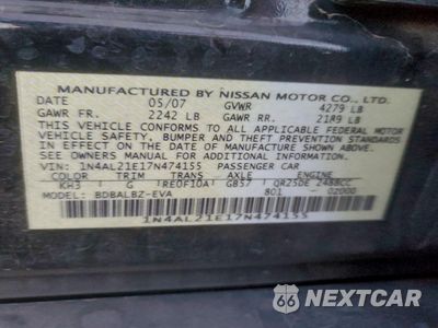 Zdjęcie 13 z 13 samochodu: 2007 NISSAN ALTIMA 2.5 VIN:1N4AL21E17N474155 - miniatura