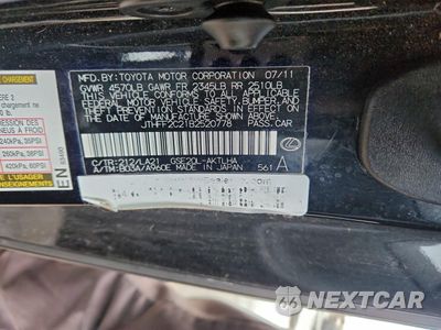 Zdjęcie 12 z 12 samochodu: 2011 LEXUS IS 250 VIN:JTHFF2C21B2520778 - miniatura