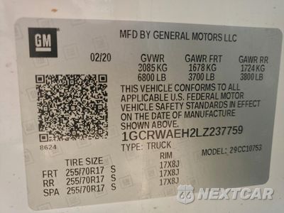 Zdjęcie 12 z 12 samochodu: 2020 CHEVROLET SILVERADO C1500 VIN:1GCRWAEH2LZ237759 - miniatura