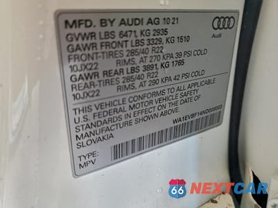 Zdjęcie 12 z 12 samochodu: 2022 AUDI Q8 PREMIUM PLUS S-LINE VIN:WA1EVBF14ND008003 - miniatura