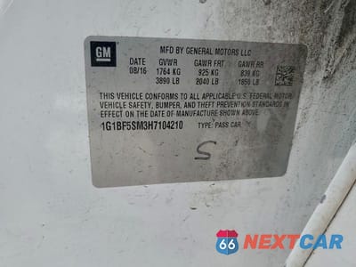 Zdjęcie 12 z 12 samochodu: 2017 CHEVROLET CRUZE PREMIER VIN:1G1BF5SM3H7104210 - miniatura