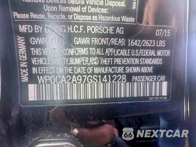 Zdjęcie 10 z 15 samochodu: 2016 PORSCHE 911 CARRERA VIN:WP0CA2A97GS141228 - miniatura