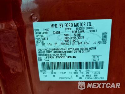 Zdjęcie 13 z 15 samochodu: 2008 FORD F150 SUPERCREW VIN:1FTRW12W58KC49746 - miniatura