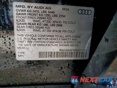 Zdjęcie 12 z 12 samochodu: 2025 AUDI Q5 PREMIUM 45 VIN:WA1GAAFY6S2017112 - miniatura