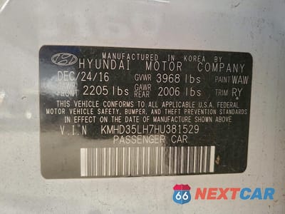 Zdjęcie 12 z 12 samochodu: 2017 HYUNDAI ELANTRA GT VIN:KMHD35LH7HU381529 - miniatura