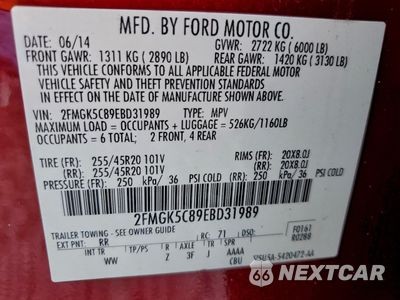 Zdjęcie 13 z 13 samochodu: 2014 FORD FLEX SEL VIN:2FMGK5C89EBD31989 - miniatura