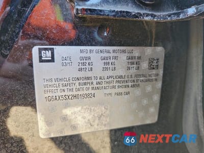 Zdjęcie 12 z 12 samochodu: 2017 CADILLAC CTS LUXURY VIN:1G6AX5SX2H0193824 - miniatura