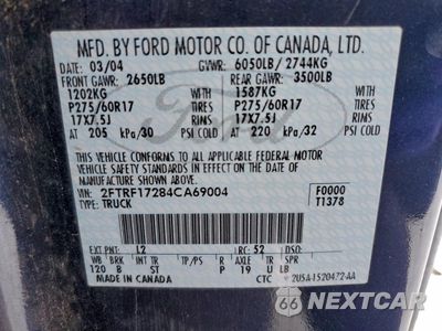Zdjęcie 12 z 12 samochodu: 2004 FORD F-150 HERITAGE CLASSIC VIN:2FTRF17284CA69004 - miniatura