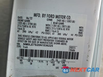 Zdjęcie 13 z 13 samochodu: 2022 FORD TRANSIT CONNECT XL VIN:NM0LE7S20N1536225 - miniatura