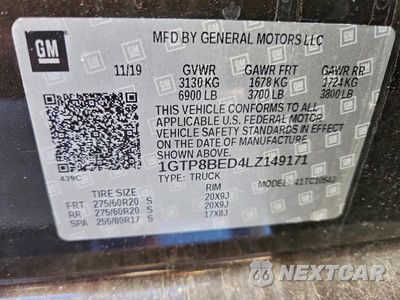 Zdjęcie 12 z 12 samochodu: 2020 GMC SIERRA C1500 SLE VIN:1GTP8BED4LZ149171 - miniatura