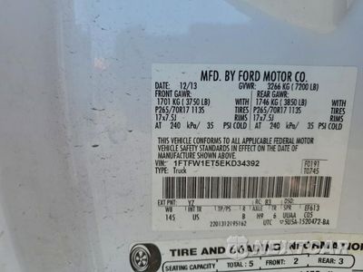 Zdjęcie 12 z 13 samochodu: 2014 FORD F150 SUPERCREW VIN:1FTFW1ET5EKD34392 - miniatura