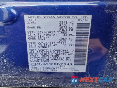 Zdjęcie 13 z 13 samochodu: 2018 NISSAN ROGUE S VIN:5N1AT2MV1JC807541 - miniatura