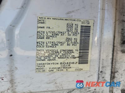 Zdjęcie 13 z 13 samochodu: 2018 NISSAN NV 1500 DELIVERY VAN VIN:1N6BF0KY9JN804082 - miniatura