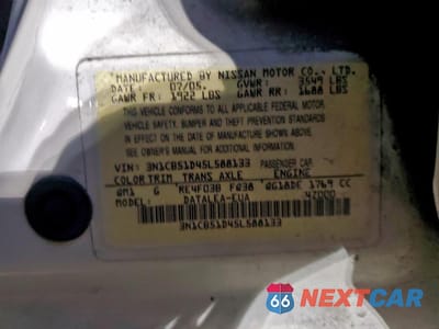 Zdjęcie 13 z 15 samochodu: 2005 NISSAN SENTRA 1.8 VIN:3N1CB51D45L588133 - miniatura