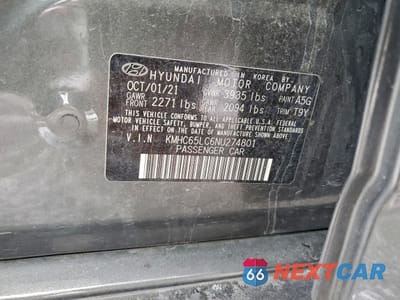 Zdjęcie 12 z 14 samochodu: 2022 HYUNDAI IONIQ BLUE VIN:KMHC65LC6NU274801 - miniatura