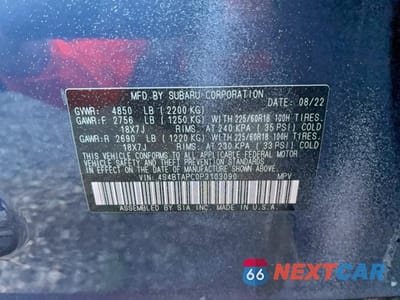 Zdjęcie 10 z 10 samochodu: 2023 SUBARU OUTBACK TOURING VIN:4S4BTAPC0P3103090 - miniatura