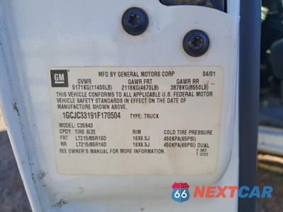 Zdjęcie 12 z 13 samochodu: 2001 CHEVROLET SILVERADO C3500 VIN:1GCJC33191F170504 - miniatura