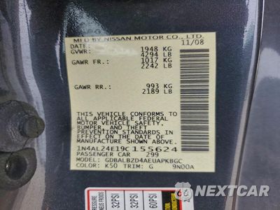 Zdjęcie 12 z 12 samochodu: 2009 NISSAN ALTIMA 2.5S VIN:1N4AL24E19C155624 - miniatura