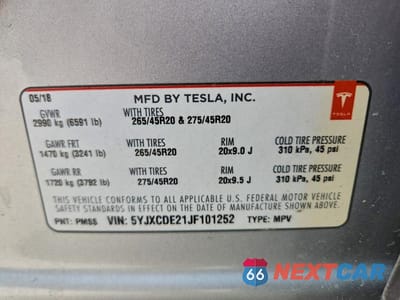 Zdjęcie 14 z 14 samochodu: 2018 TESLA MODEL X VIN:5YJXCDE21JF101252 - miniatura