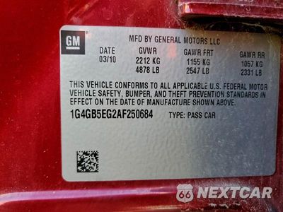 Zdjęcie 12 z 12 samochodu: 2010 BUICK LACROSSE CX VIN:1G4GB5EG2AF250684 - miniatura