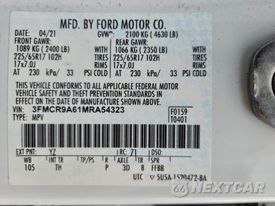 Zdjęcie 13 z 15 samochodu: 2021 FORD BRONCO SPORT VIN:3FMCR9A61MRA54323 - miniatura