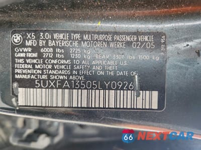 Zdjęcie 13 z 14 samochodu: 2005 BMW X5 3.0I VIN:5UXFA13505LY09264 - miniatura