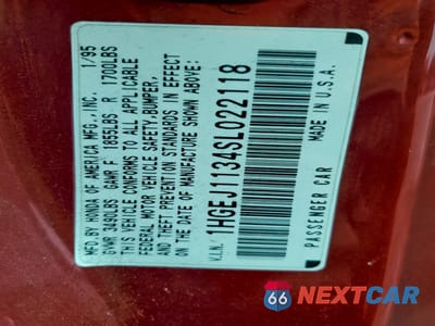 Zdjęcie 12 z 13 samochodu: 1995 HONDA CIVIC EX VIN:1HGEJ1134SL022118 - miniatura