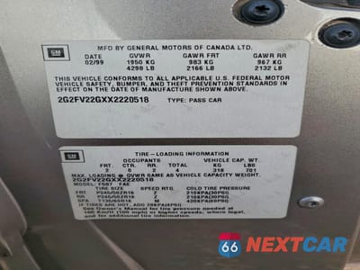 Zdjęcie 12 z 12 samochodu: 1999 PONTIAC FIREBIRD FORMULA VIN:2G2FV22GXX2220518 - miniatura