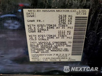Zdjęcie 12 z 14 samochodu: 2016 NISSAN FRONTIER SV VIN:1N6AD0FV5GN787257 - miniatura